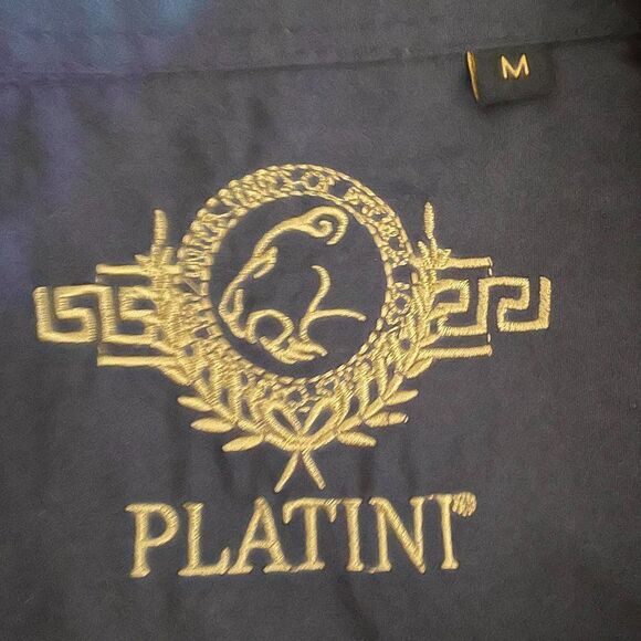 PLATINI Western Plaid Shirt w/Snap Buttons Navy/Khaki Medium - Picture 4 of 10